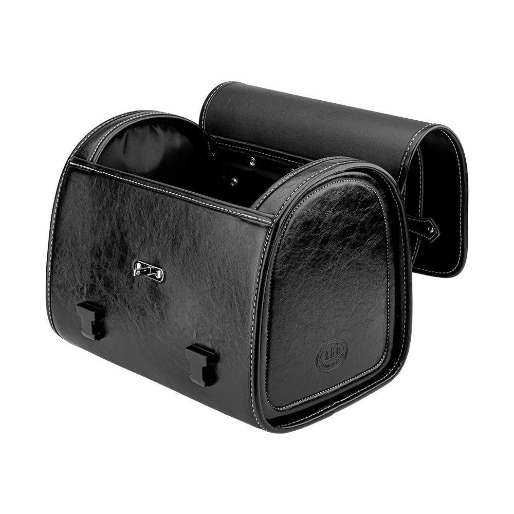 Universal Motorcycle Side Case PU Leather Saddlebag with Lockable Quick Release Mount for Honda for Yamaha for Kawasaki for BMW
