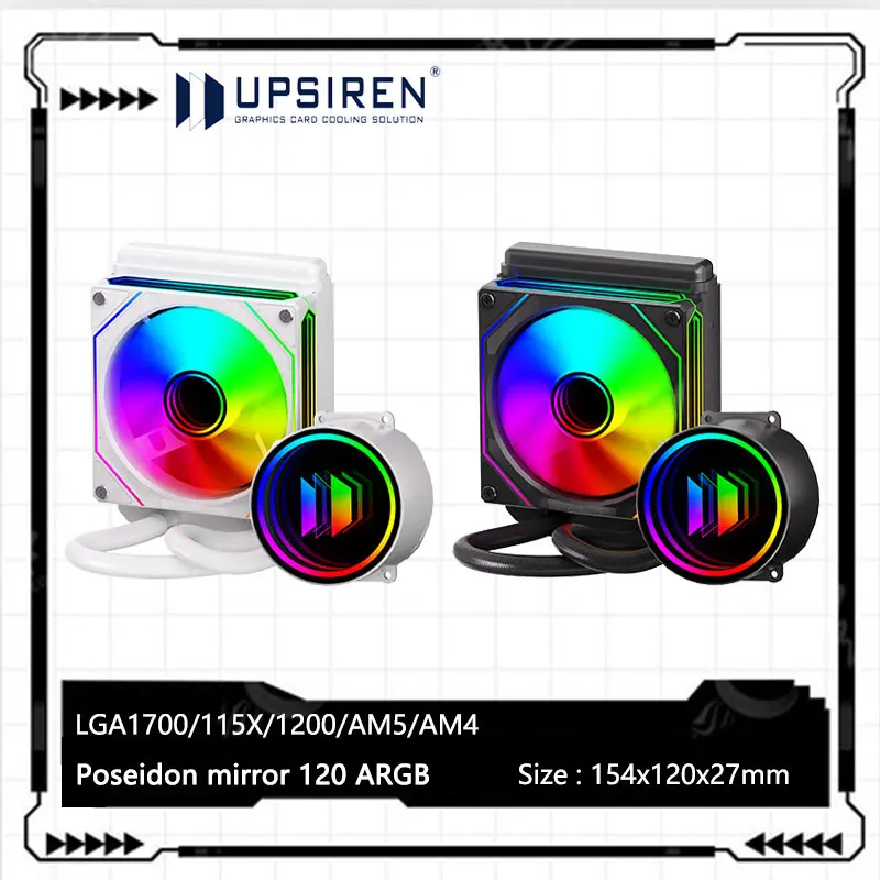 

Зеркало Посейдона UPSIREN 120 ARGB Встроенный радиатор водяного охлаждения/поддержка LGA1700/115X/AM5/Зеркальные эффекты бесконечности