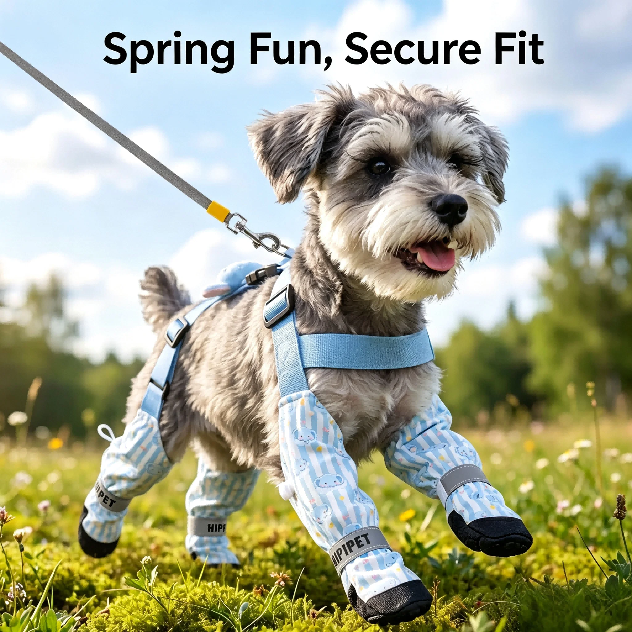 Outdoor Tractable Integrated Harness Dog Boots Anti Fall Waterproof Wear Resistant All Season Pet Paw Shoes Small Dogs