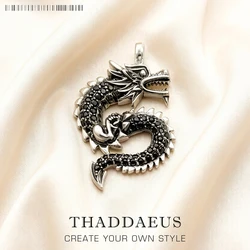 Pendant Black CZ Dragon Long,2019 Brand Vintage Jewelry Europe Bijoux Accessories 925 Sterling Silver Gift For  Woman Men