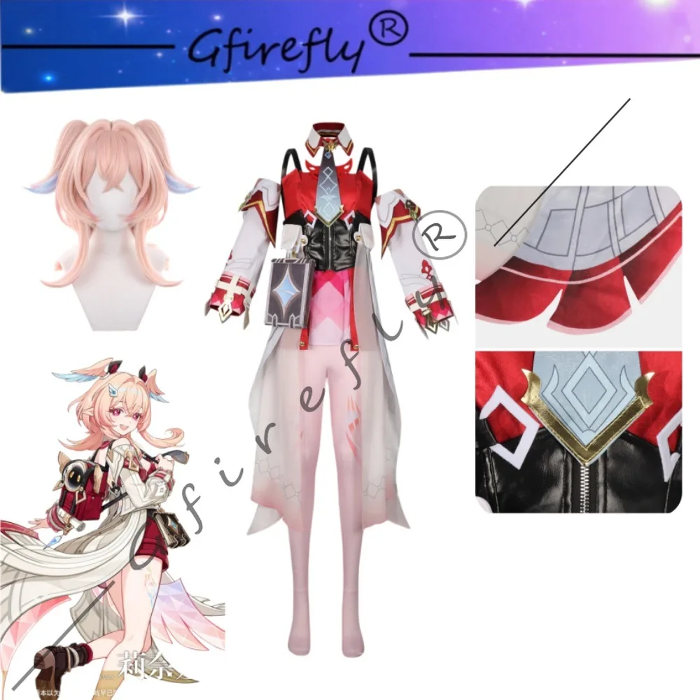 

Genshin Impact Lynette Cosplay Costume Full Set with Waist Bag Wig Accessories Adult Women Halloween Comic Con Stage Outfit