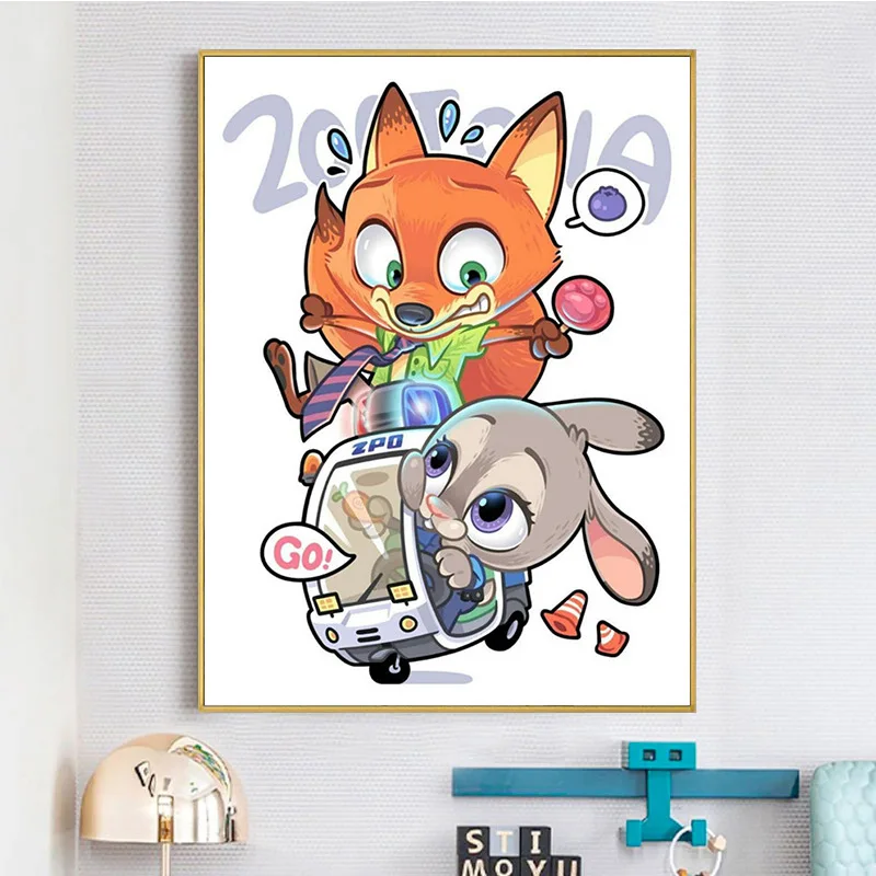 Full Drill 5D Sticking Embroider Cartoon Judy Nick Drill Stone Draw Multi-size Room Decoration Draw Handiwork Material Pack