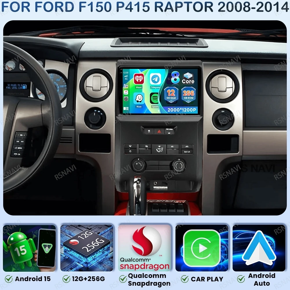 

Android 15 Car Radio For Ford F150 P415 Raptor 2008-2014 Wireless Carplay Auto Multimedia Viedo Player Qualcomm 4G LTE DVD QLED