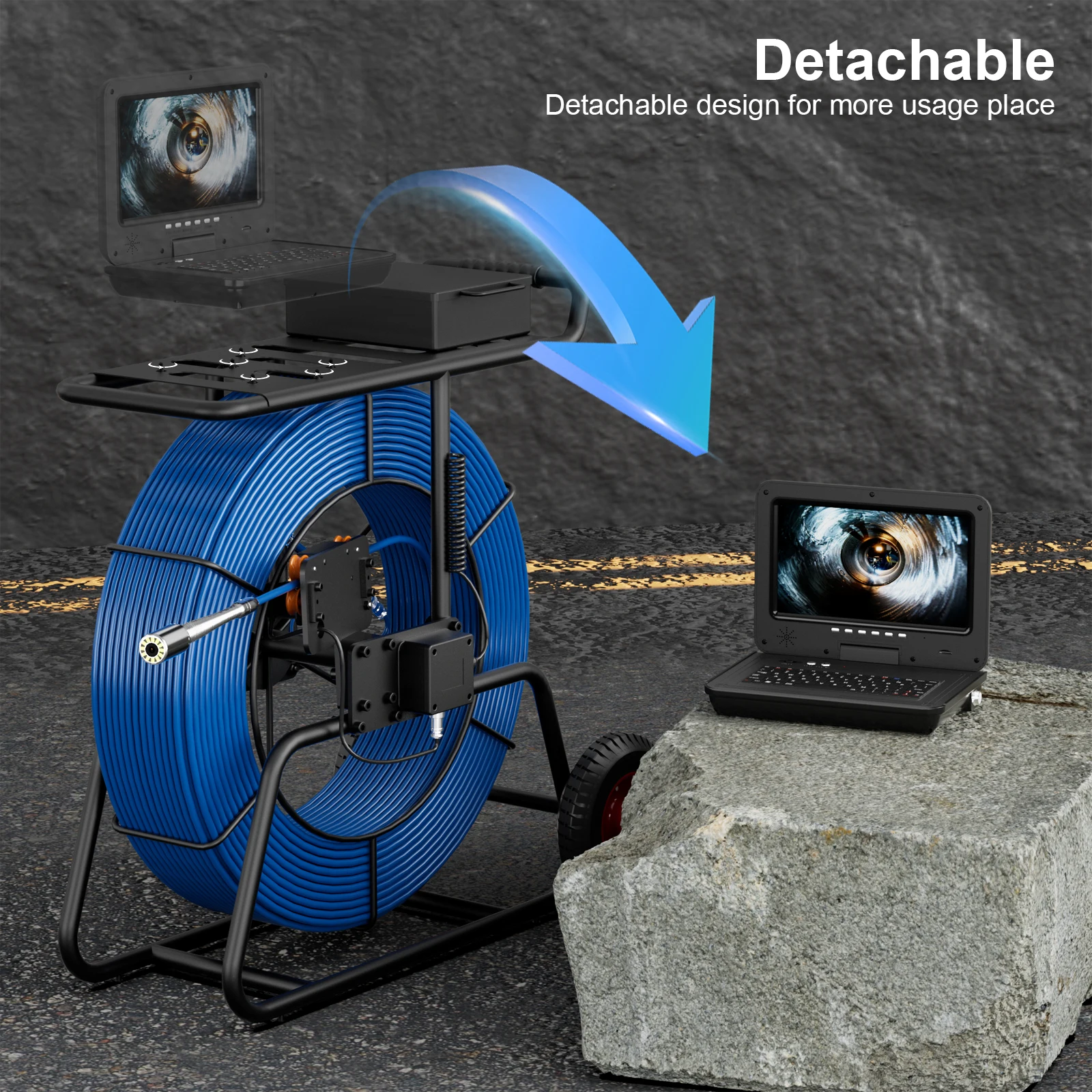 

10In Sewer Camera with 9mm Cable, Plumbing Camera, Borescope Camera with Light, Self-Leveling 512Hz and Meter Counter