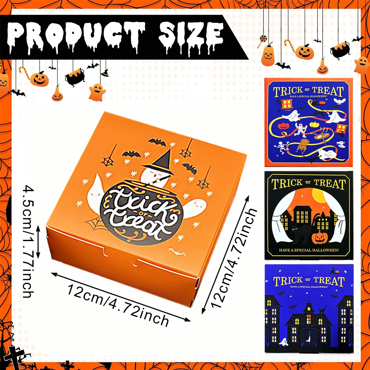 10Pcs Halloween Candy Treat Boxes Paper Gifts Wrapping Box Goodies Packaging Case for 2024 Trick or Treat Party Favors Supplies