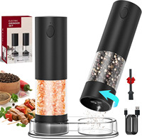 Rechargeable Electric Pepper Grinder Set Automatic Salt and Pepper Mills Adjustable Coarseness One-Handed Operation Grinder Gift