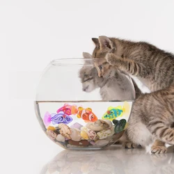 Interactive Robot Fish Toys for Cat/Dog, Activated Swimming in Water with LED Light, Swimming Bath Plastic Fish Toy Gift