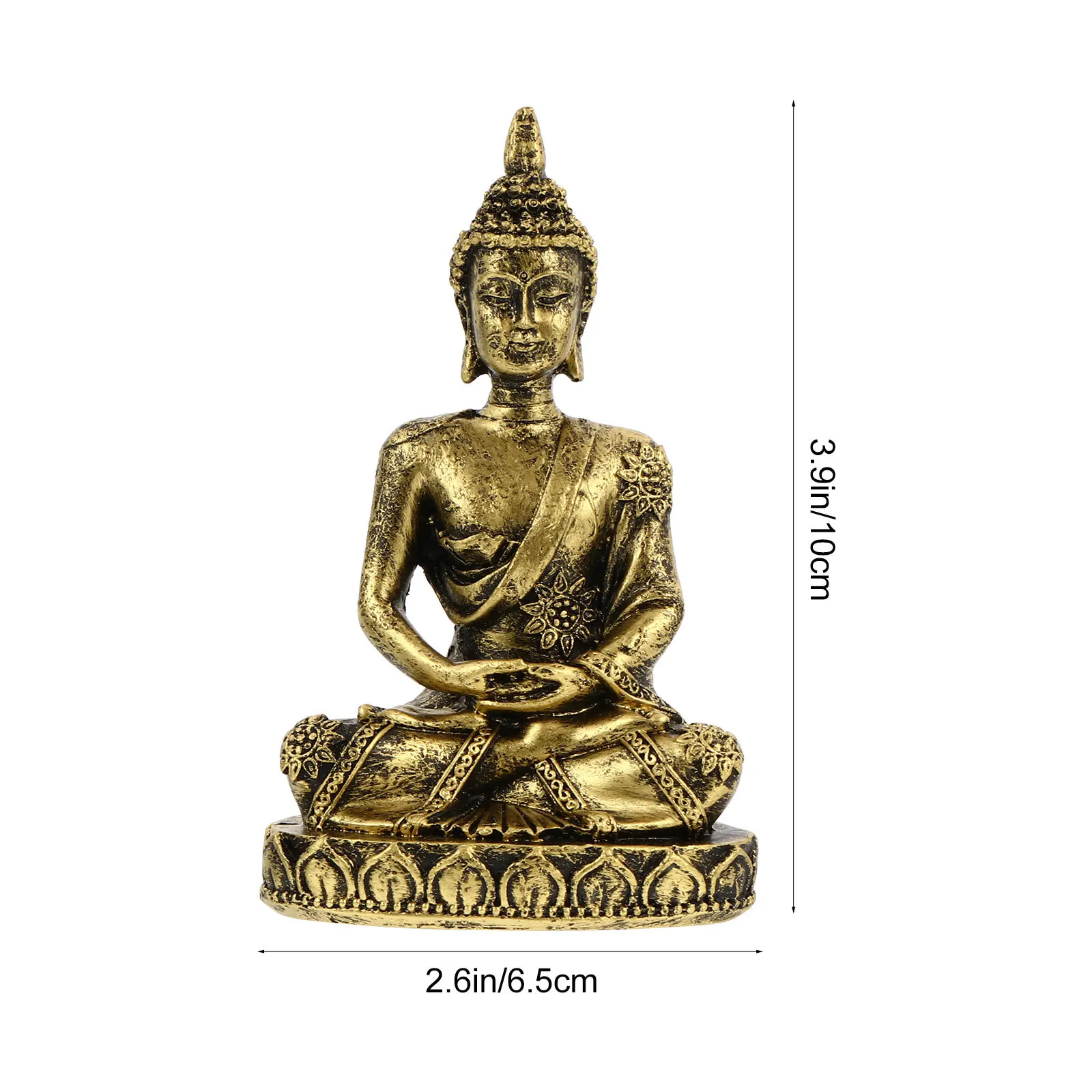 Bronze Sitting Buddha Statue Creative Tabletop Decoration for Home Office Desk Car Hotel Lounge Restaurant Coffee Shop