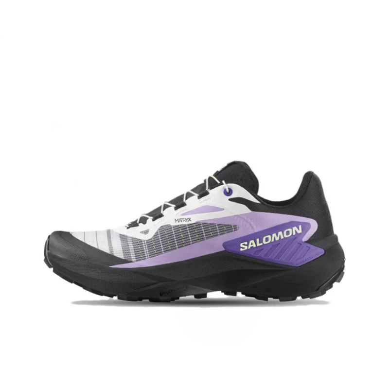 Salomon Genesis: A comfortable low-top running shoe for women that provides a stable, secure fit – Black/Purple 477673