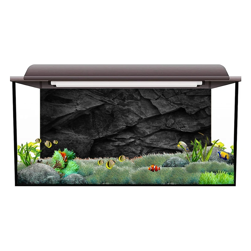 Aquarium Background Sticker Background Poster HD Black Ash Stone  Fish Tank Decoration Self Adhesive  Wallpaper 3d Background