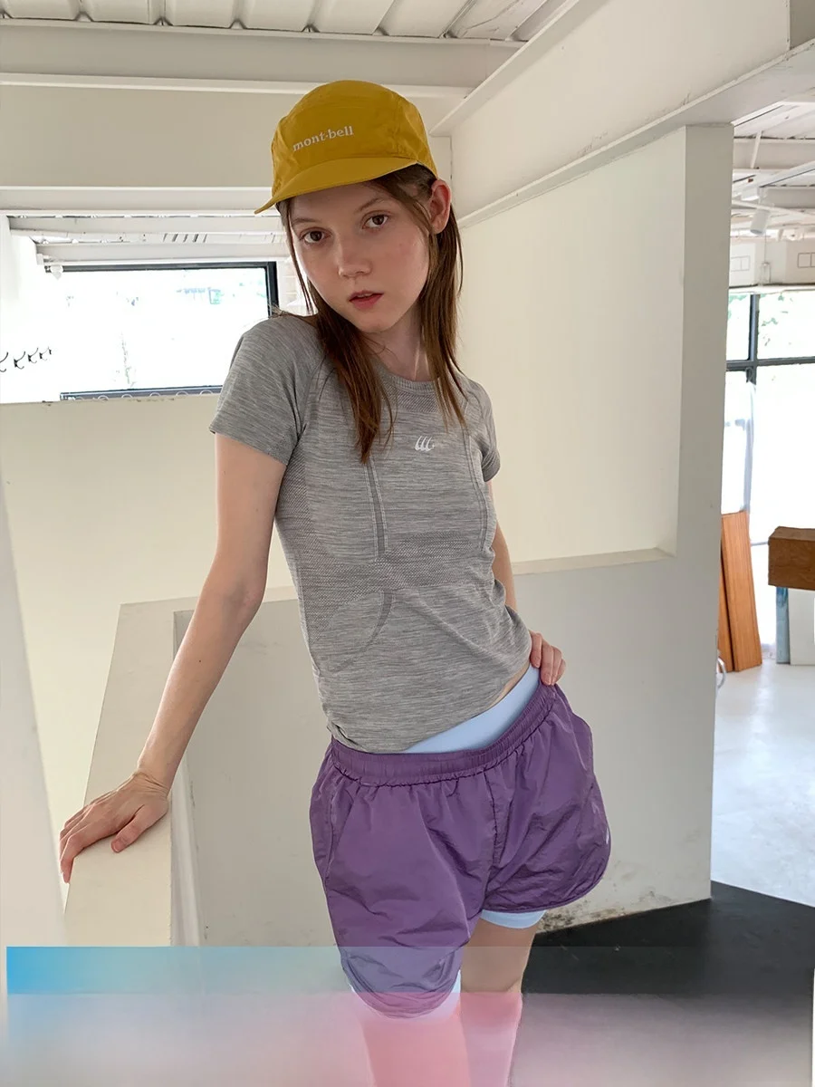 

Square Houlest Qui Dry Slim Fit ort Sve T-irt Women's Fitn Yoga Wear Breathable Summer Sport Running Top