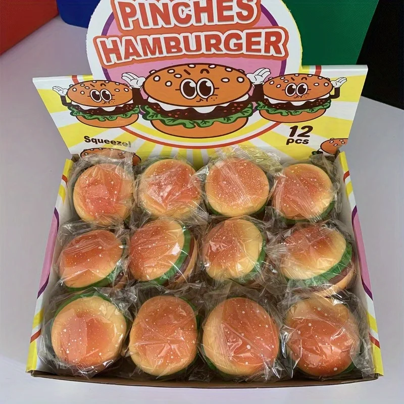 Hamburger Squishy Squeeze Toy Simulation Burger Slow Rising Fidget Soft Stress Relief Vent Sensory Desktop Decor Present