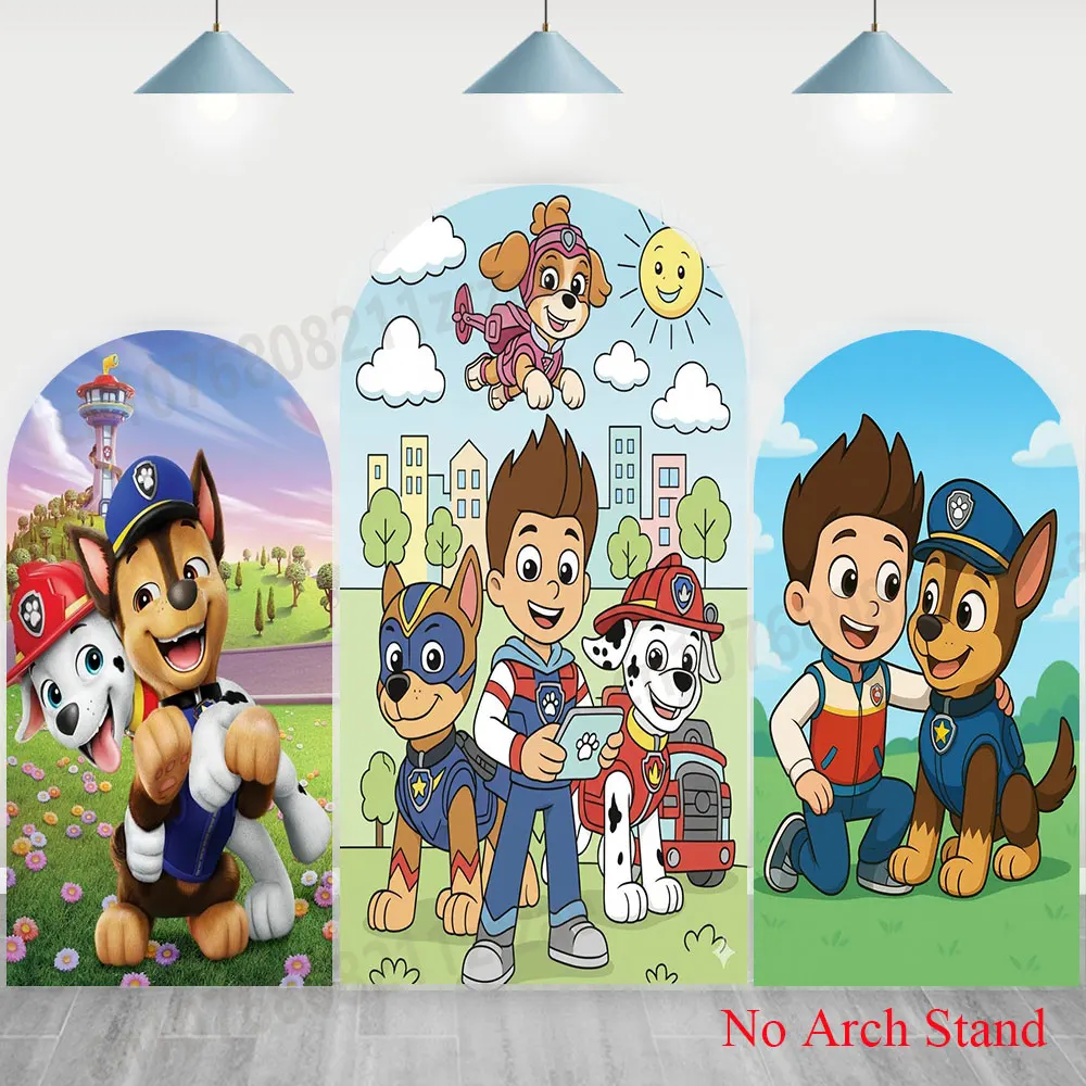 

Paw Patrol Theme Arch Backdrop Cartoon Dog Photo Prop Kids Birthday Party Decoration Backgrounds Baby Shower Doubleside Supplies