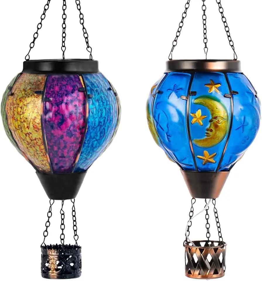 

Солнечный уличный фонарь с мерцающим пламенем и лунным узором из стекла для патио, сада, крыльца