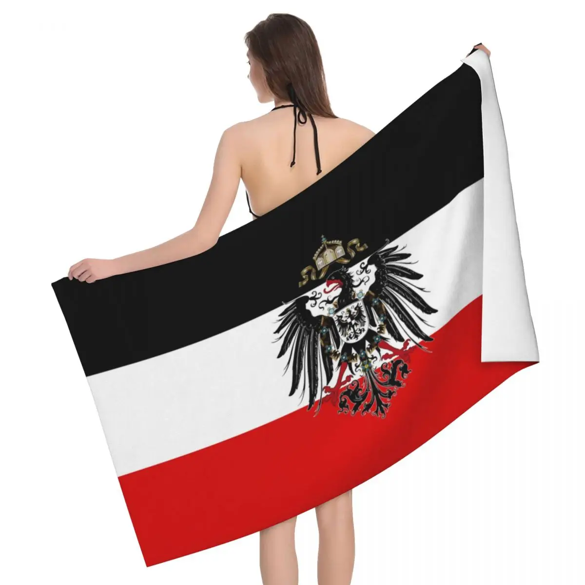 German Empire Flag Germany Super Soft Microfiber Beach Bath Towel Quick Dry Coat of Arms Bathroom Pool Towels