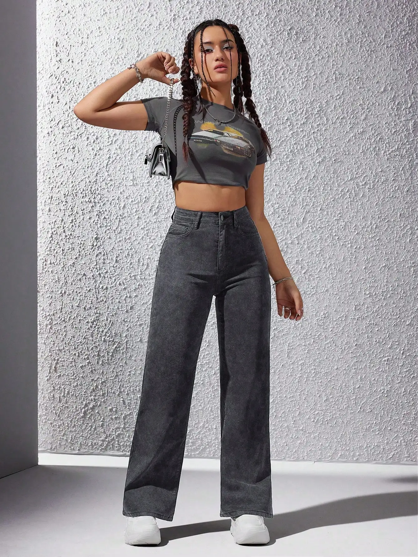 Jeans de Cintura Alta y Pierna Ancha para Mujer, Pantalones Vaqueros Lavados Estilo Y2K, Ropa Casual de Calle