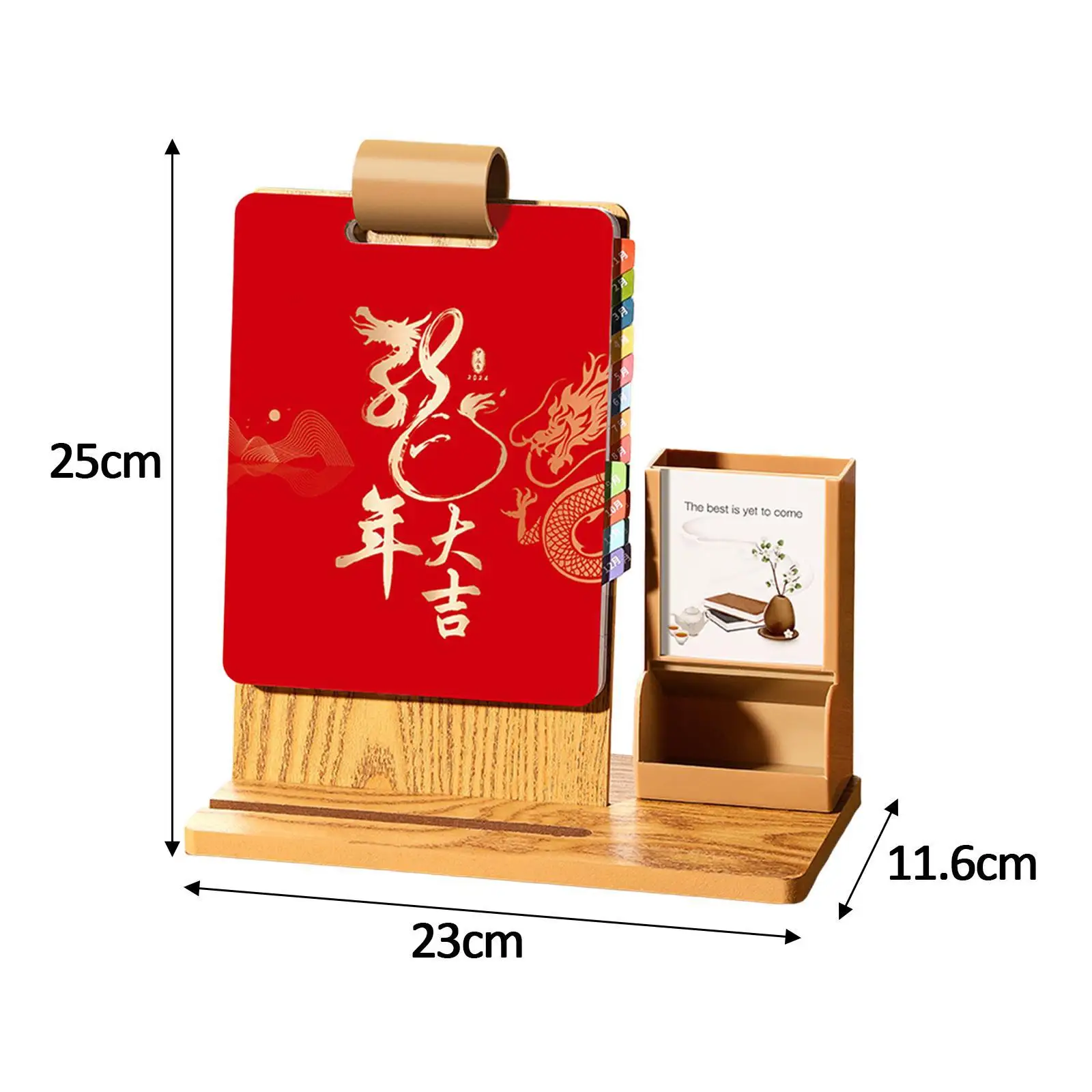 

2024 Desk Calendar Desktop Calendar with Pen Holder Reminder Desk Calendar Simple Wooden Perpetual Calendar for Desk Home