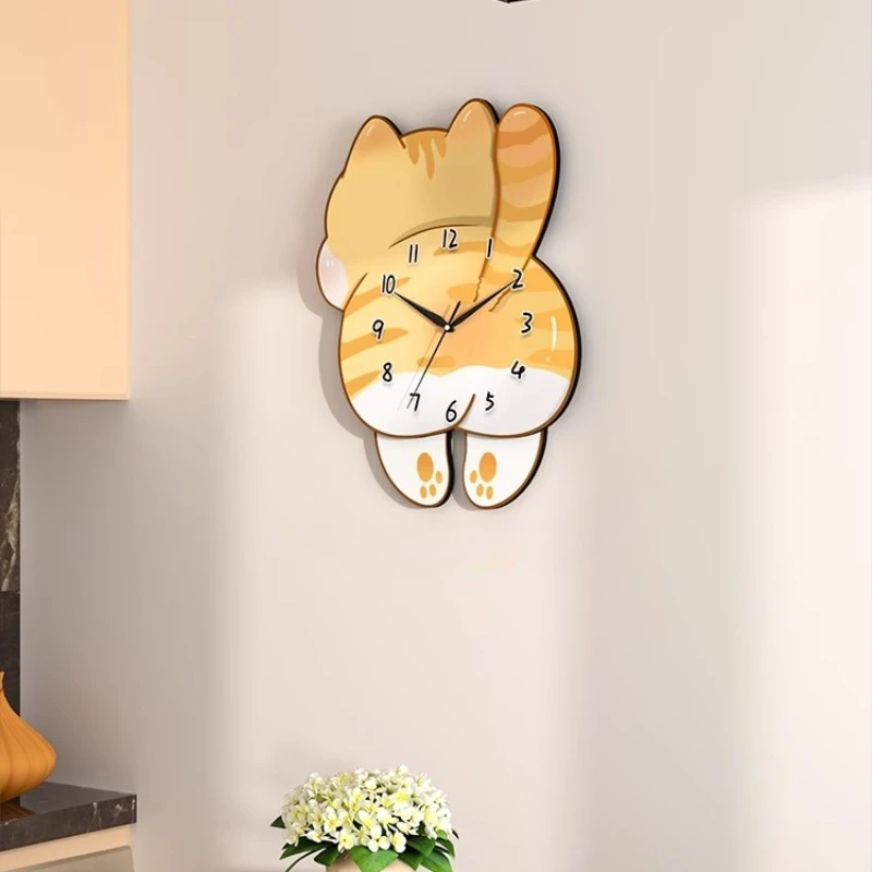 

Nordic Fancy Wall Clock Animal Funny Living Room Cat Wall Clock Girls Electronic Reloj Cocina Pared Home Decorating Items