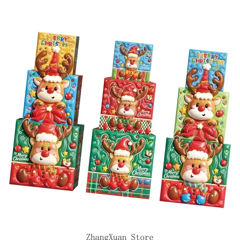 Weihnachtsgeschenkboxen, 3-teiliges Faltschachtel-Set aus Papier für Geschenke 3XUF – Detail 8