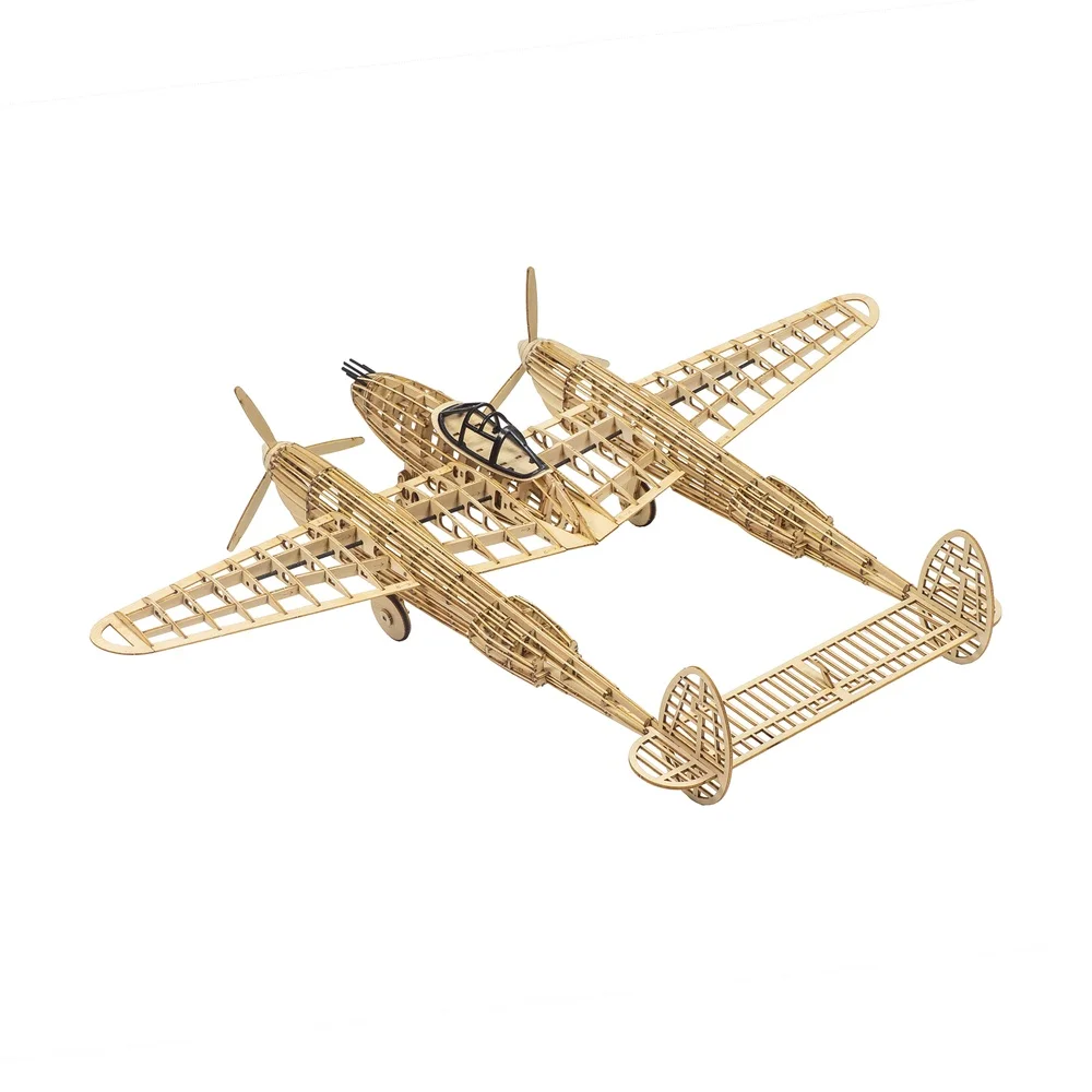 P-38 Lightning Balsa Wood Plane Model Kit 450mm Laser Cut Wooden Aircraft Static DIY Gift Display - view 4
