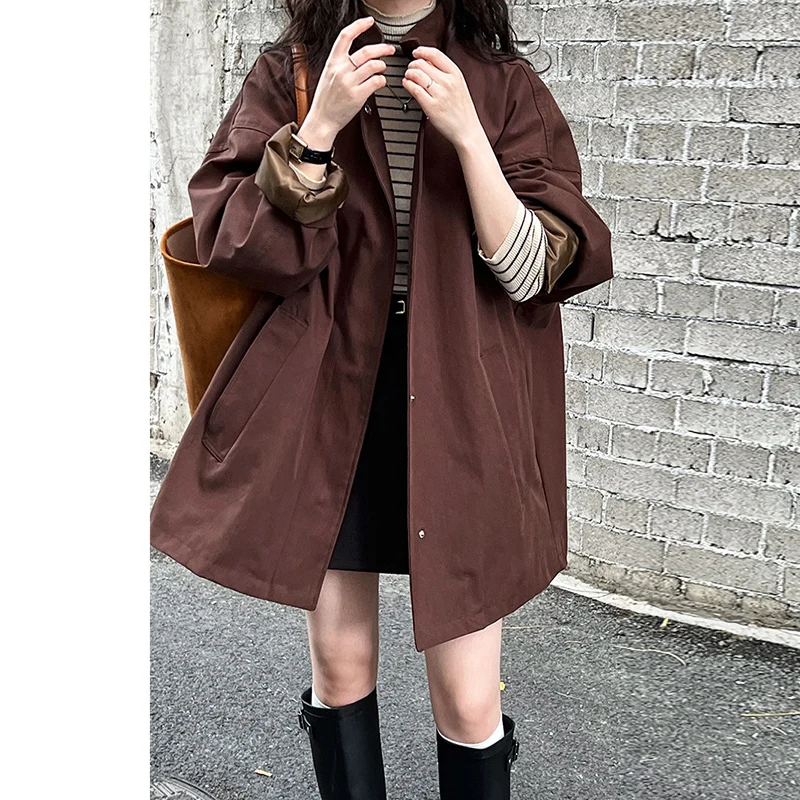 LANMREM Temperament Short Trench For Women Lapel Single Breasted Solid Color Pockets Design Coat 2026 Spring Autumn New 2Z2225 2 LANMREM Temperament Short Trench For Women Lapel Single Breasted Solid Color Pockets Design Coat 2026 Spring Autumn New 2Z2225 2