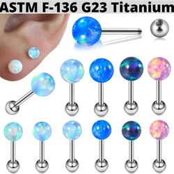 1PC G23 Titanium Jelly Opal Earring Labret Stud Cartilage Stud External Thread Round Earring Barbell Piercing Body Jewelry 16G