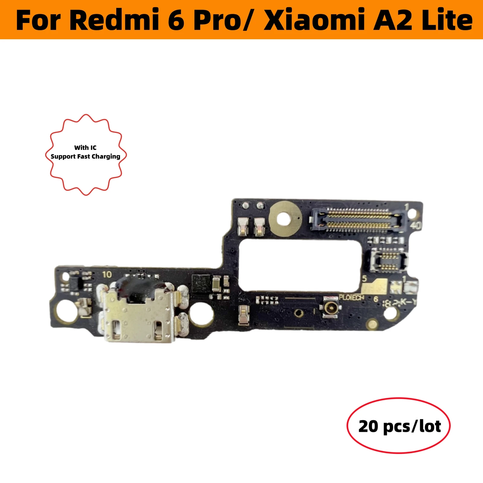 20 Pcs/Lot USB Charger Dock Flex Cable Connector Board Charging Port Replacement Parts For Xiaomi A2 Lite Redmi 6 Pro