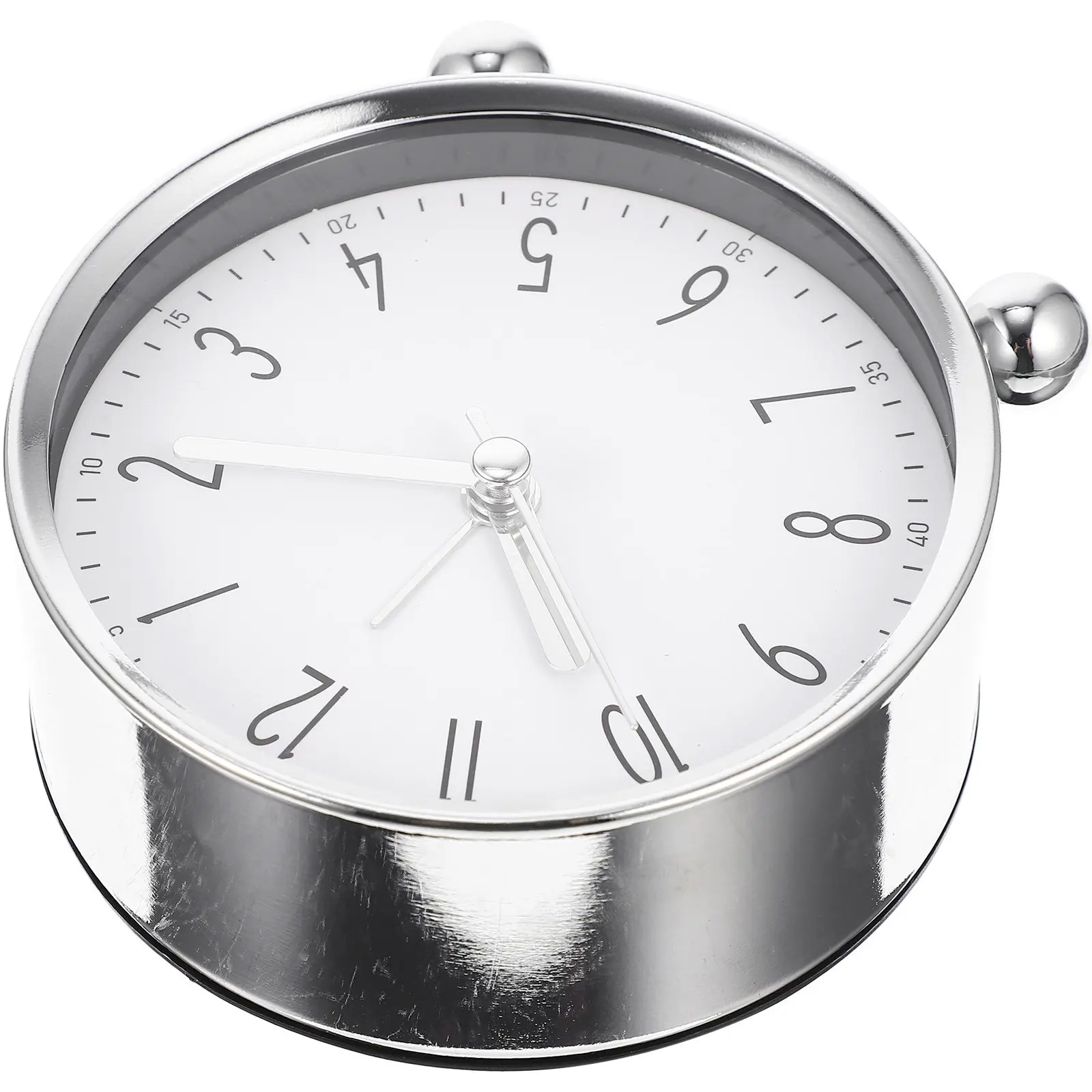 Metal Round Alarm Clock with Silent Movement Big Number Display for Bedroom Living Room Office Kitchen Desk Table Decor Heavy
