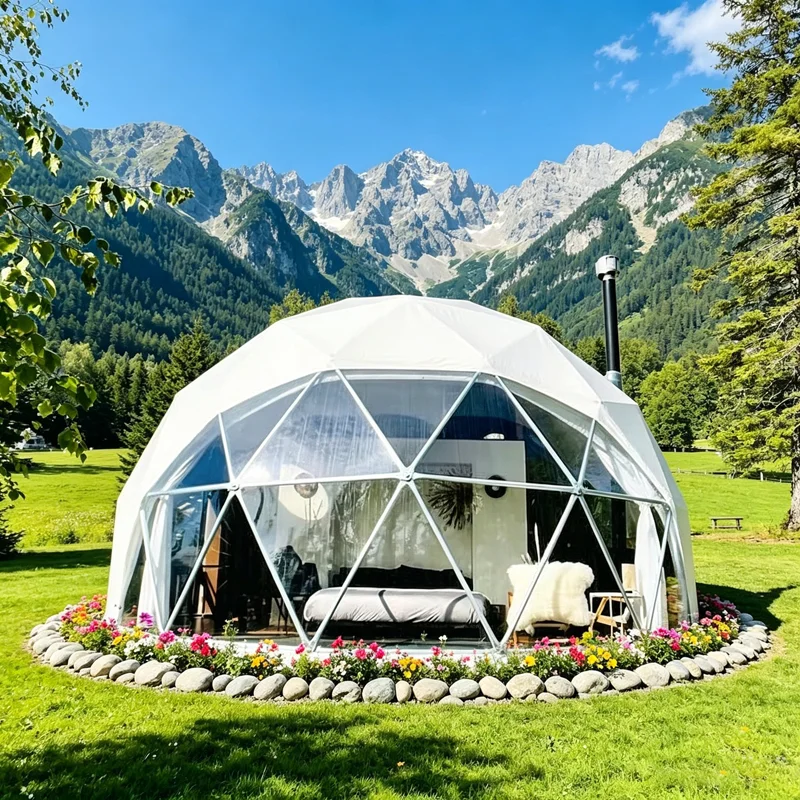 Glamping Dome Luxury Tents Geodesic Large Luxury Camping Coody Starry Sky Spherical Hotel Dome Tent Outdoor for Sale Customized