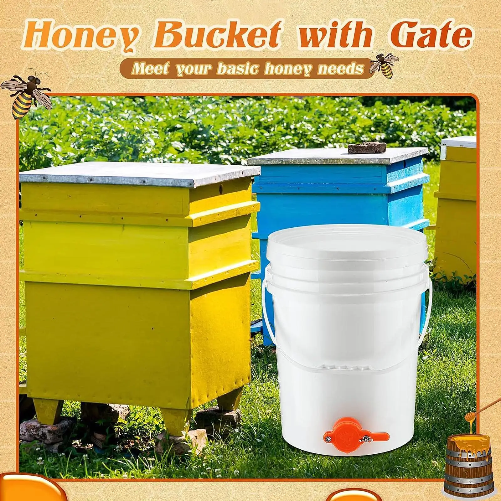 Honey Pail 20 L Syrup Storage Barrel Practical Household with Gate Valve Honey