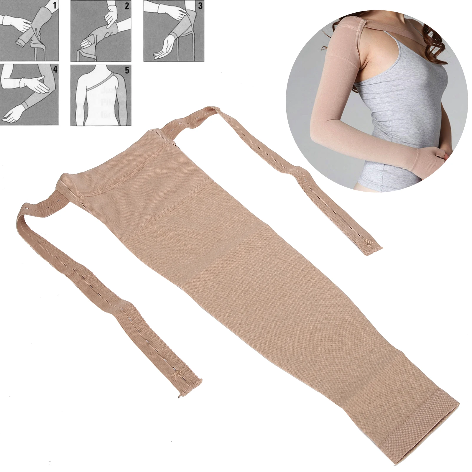 Various Sizes Posture Corrector Post Mastectomy Compression Sleeve Elastic Arm Swelling Lymphedema Relief Sleeve Soft Fits Skin