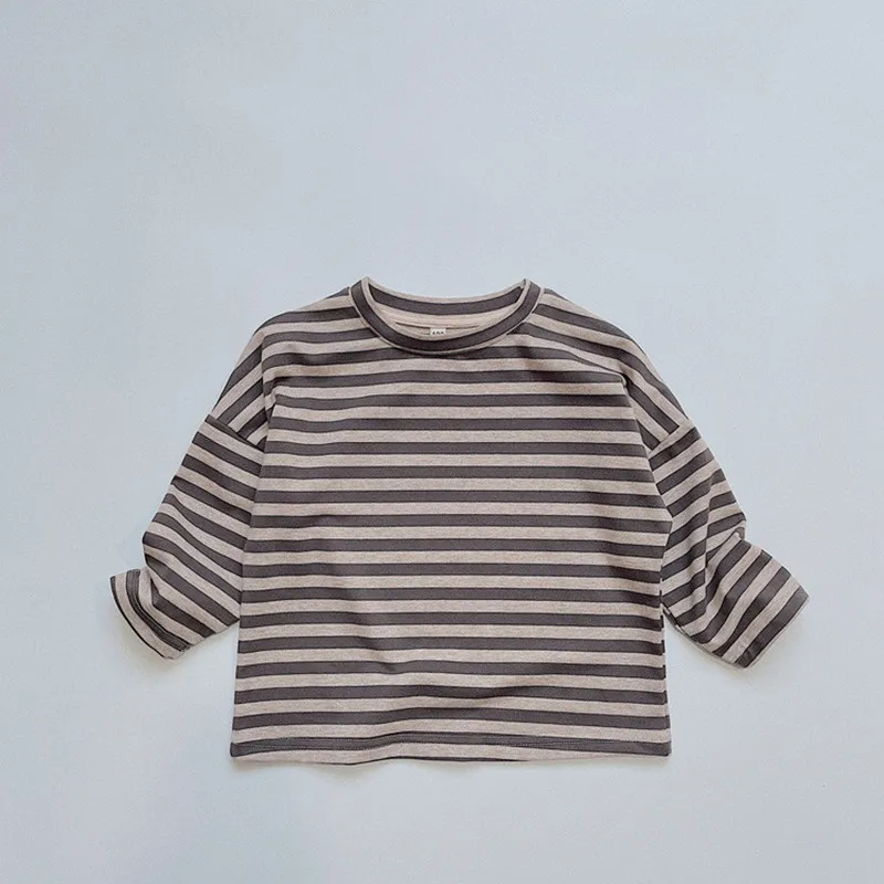 Kids Long sleeve T-shirt Children Boy Girl Stripe Cotton Casual Tops Spring Kids Basic Tee Clothes