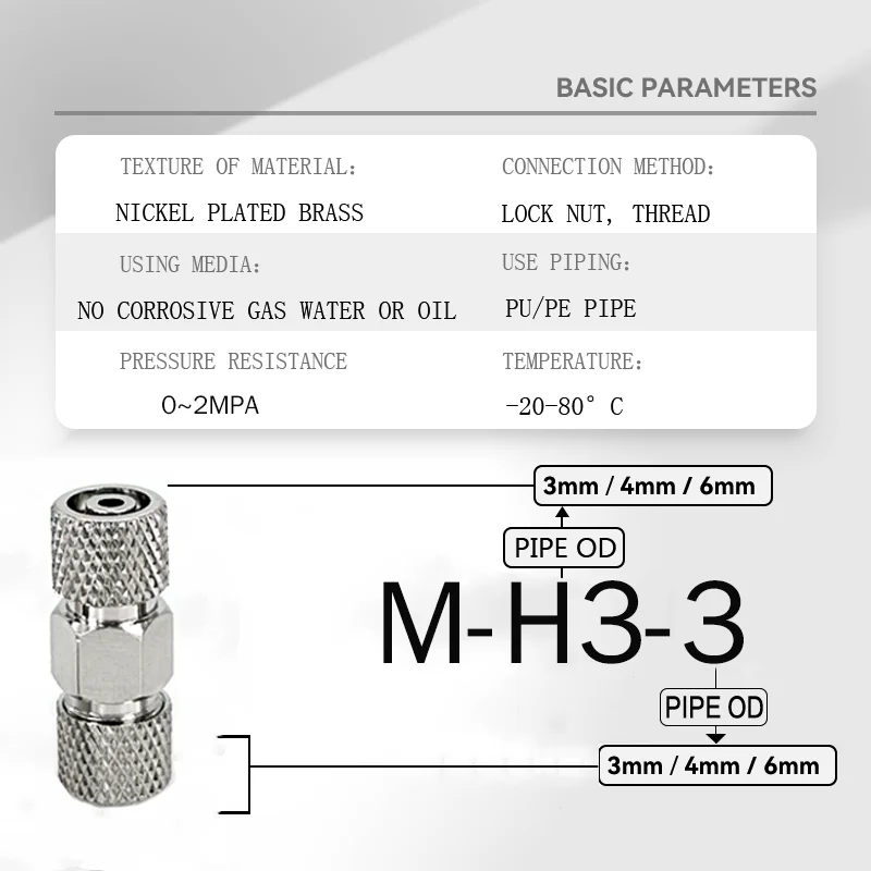Metal Quick Twist Lock Mini Right Angle Fitting M-H3/H5/H6/5HT/4M5 5M5 6M5, Brass Quick Double Single Pass Quick Twist Fitting
