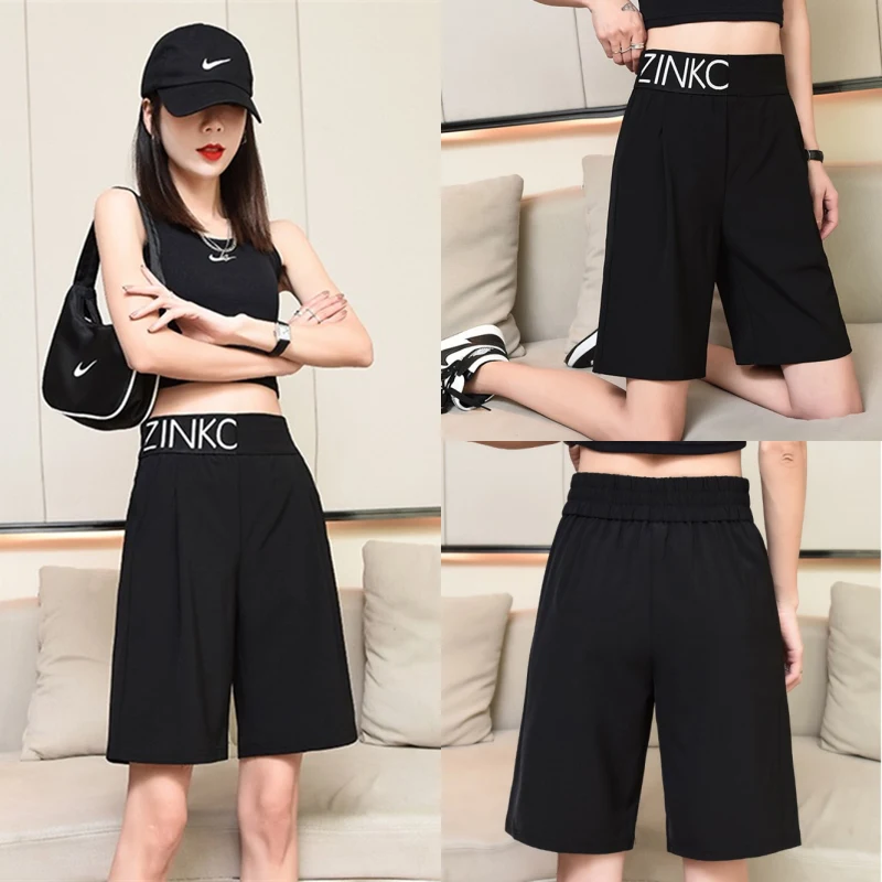 

Женские летние повседневные свободные удобные шорты с высокой талией больших размеров в корейском стиле, бриджи до колена больших размеров