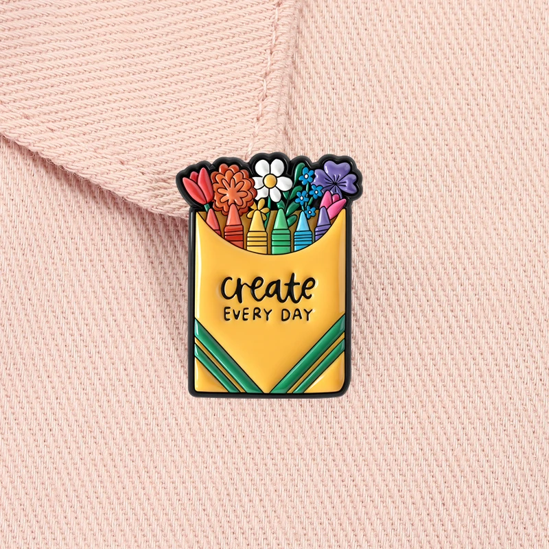 Erstellen Sie jeden Tag Emaille-Anstecknadel, Buntstifte, Blumenkünstler, Zeichnung, Kreation, Brosche, Anstecknadel, Modeschmuck, Geschenk für Freunde