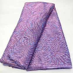 Purple African Brocade Jacquard Lace Fabric 2024 High Quality Nigerian Floral Damask Tissue Lace Fabrics For Wedding Party Dress