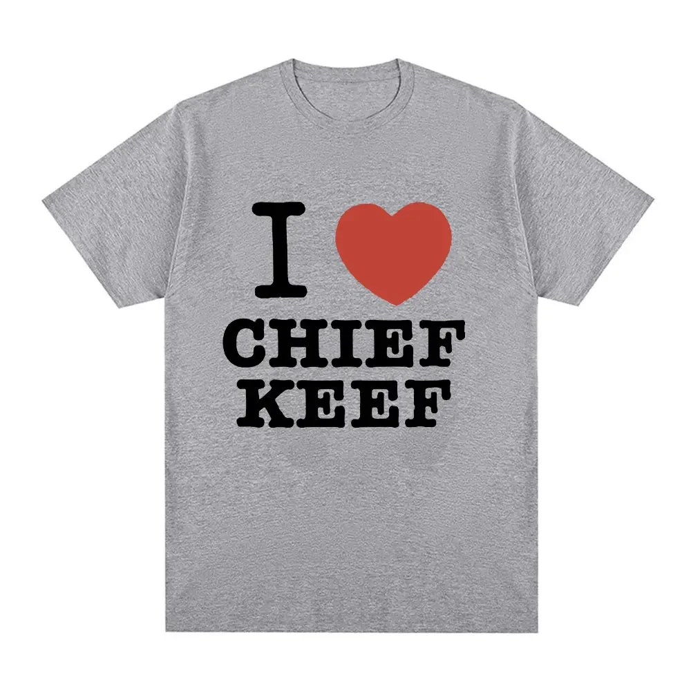 I Love Chief Keef T Shirt Men\'s Fashion Casual Short Sleeve T-shirt Vintage Gothic Oversized Cotton T-shirts Hip Hop Streetwear