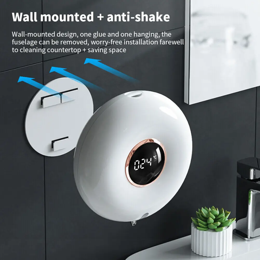 Automatic Soap Pump Rechargeable 280ml Hand  Wall Mount For Kitchen Bathroom Fuselage And Wall-mounted Backplane Are Designed