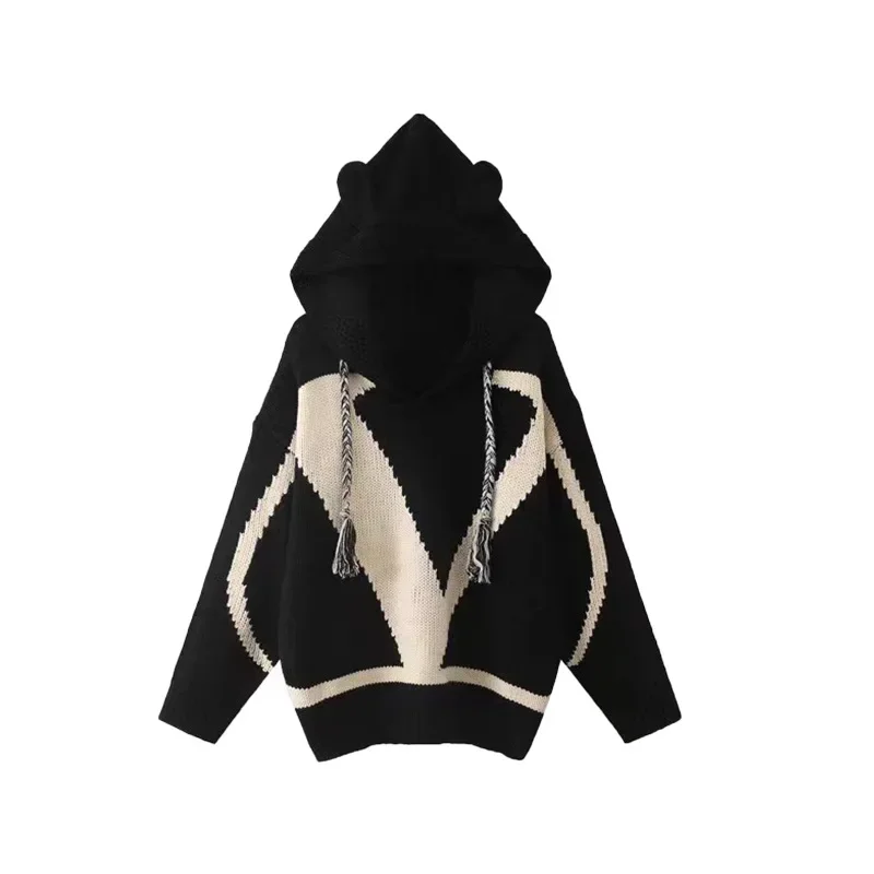 2025 Spring New Slim Fit High Waisted Split Women's Pants And Knitted Hoodie Two-piece Set Of Korean Fashion Casual Pants Set