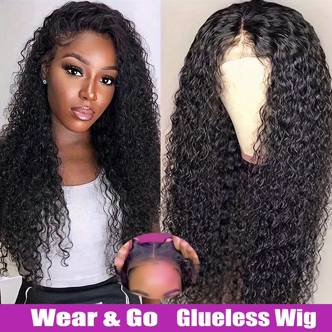 

4X4 Deep Wave Glueless Curly Wig Human Hair Ready to wear And GO Pre plucked Hd Lace Wig 13x6 Human Hair Brazilian Wigs On Sale