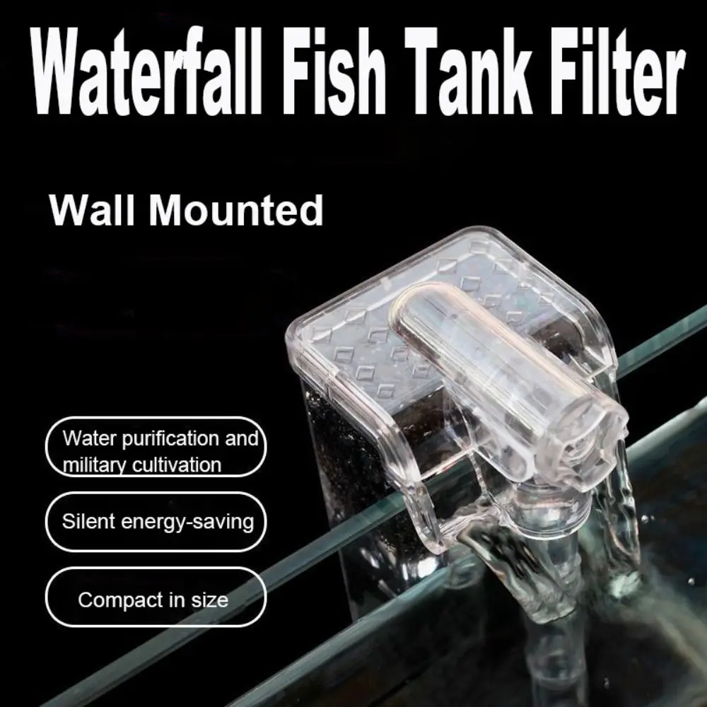Wall Mounted Waterfall Fish Tank Filter Water Purification USB/plug Submersible Filtration Waterfall Suspension Three in One