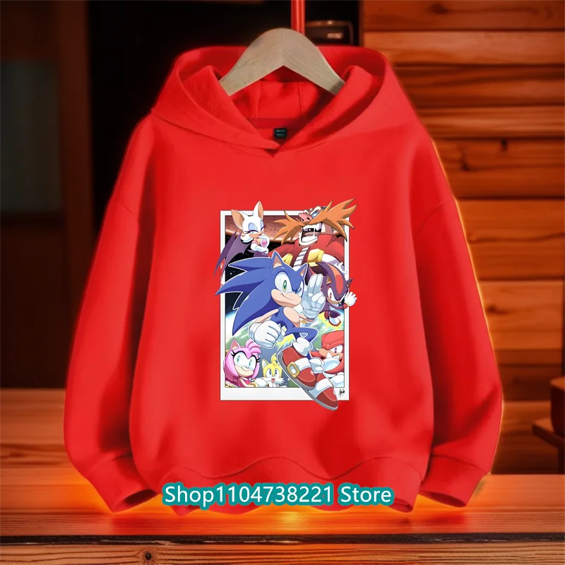 Boys Girls Spring Fashion Top Kids Clothes Gifts New Sonic Hoodies for Children Anime Cartoon Figures Printed Kawaii Sweatshirt