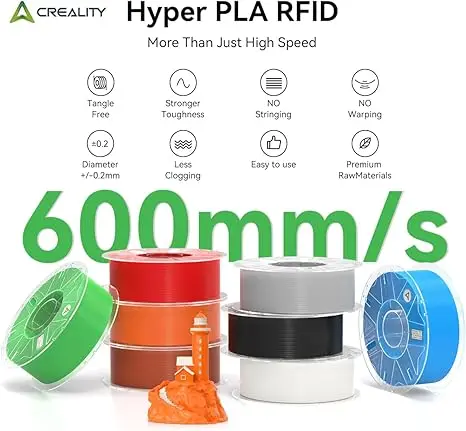 Filamento RFID Hyper PLA da 4 pezzi Filamento stampante 3D da 1 kg 1,75 mm con etichette RFID per identificazione automatica del sistema di filamento CFS-Creality