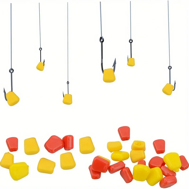 200pcs/Lot Soft Carp Bait Fishing Lure Set, Corn Flavor Floating Artificial Bait with Plastic Box, Fishing Tackle Accessories