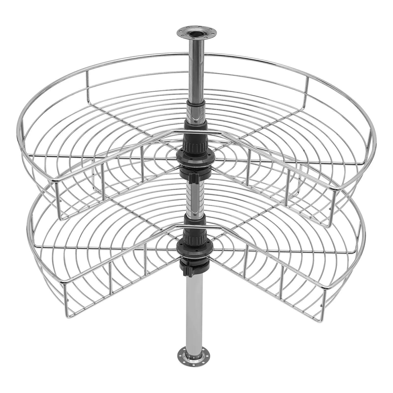 2 Tier 360° Rotating Kitchen Shelf 23.62 Inches Removable Basket Shelf Organizer Base Cabinet Space-Saving Storage