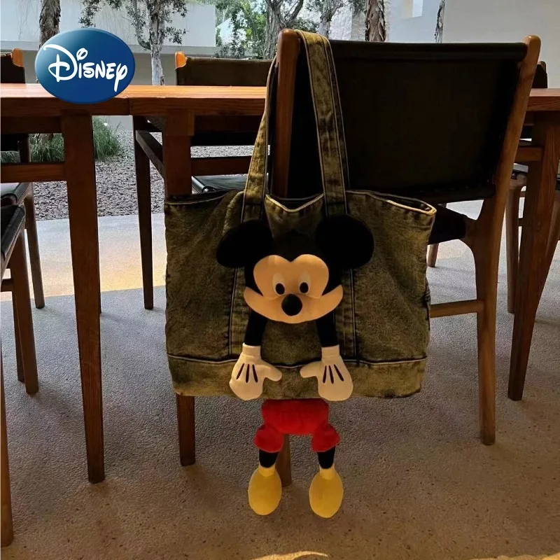 ديزني ميكي حقيبة يد نسائية جديدة سعة كبيرة دمية موضة حقيبة كتف نسائية عالية الجودة الكرتون حقيبة حمل فاخرة عادية
