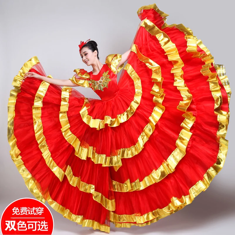 New Spanish Bullfight Dress Adult Female Opening Dance Performance Full-skirt National Dancing Big Swing Red Dress Costume H612