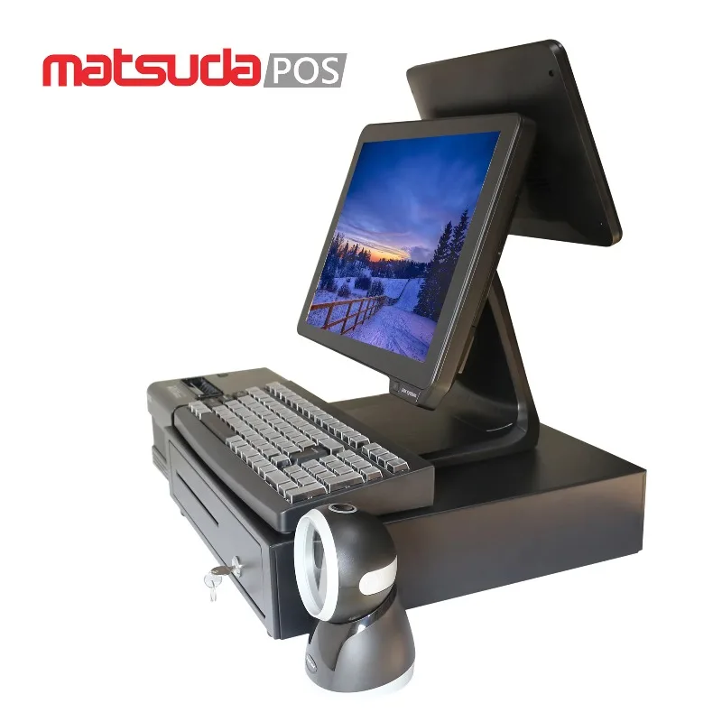 2026 Modern Pos 15 Inch True Flat Dual Touch Screen All In One Pos System For Sale
