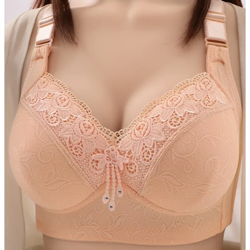 여성을위한 브래지어를 밀어 대형 풀 컵 조정 무선 레이스 원활한 Bralette 탑 큰 유방 원활한 속옷