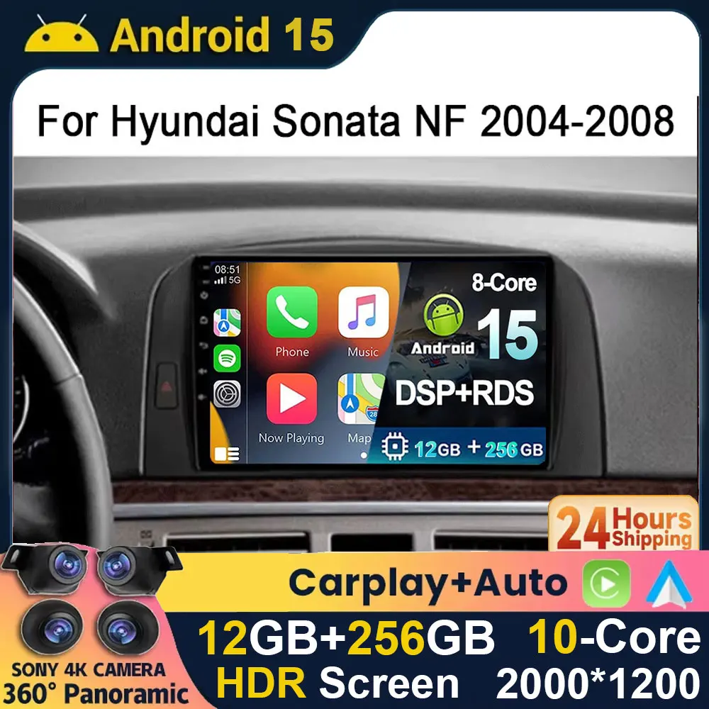 

Android 15 2K CarPlay Car Radio For Hyundai Sonata NF 2004 -2008 Car Stereo Multimedia GPS autoradio Intelligent Headuint 4G BT